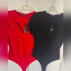 FASHION NOVA Red and Black Women's Bodysuits